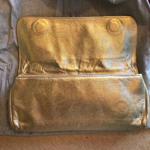 Gold Lauren Merkin “Caroline” Leather Clutch - Picture 2 of 4